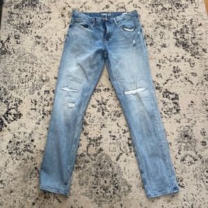 Old Navy relaxed slim taper distressed jeans. Light wash with built in flex.